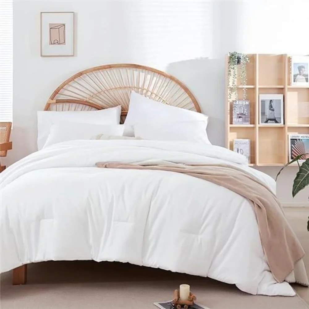 Full Size Comforter White Modern 3PCS Microfiber Full Size Comforter Sets